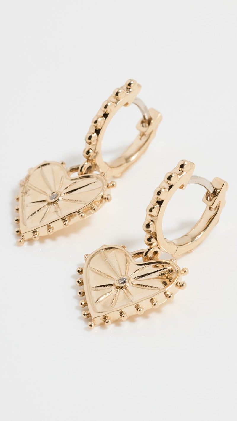 Gold & Diamond Agape Heart Earrings