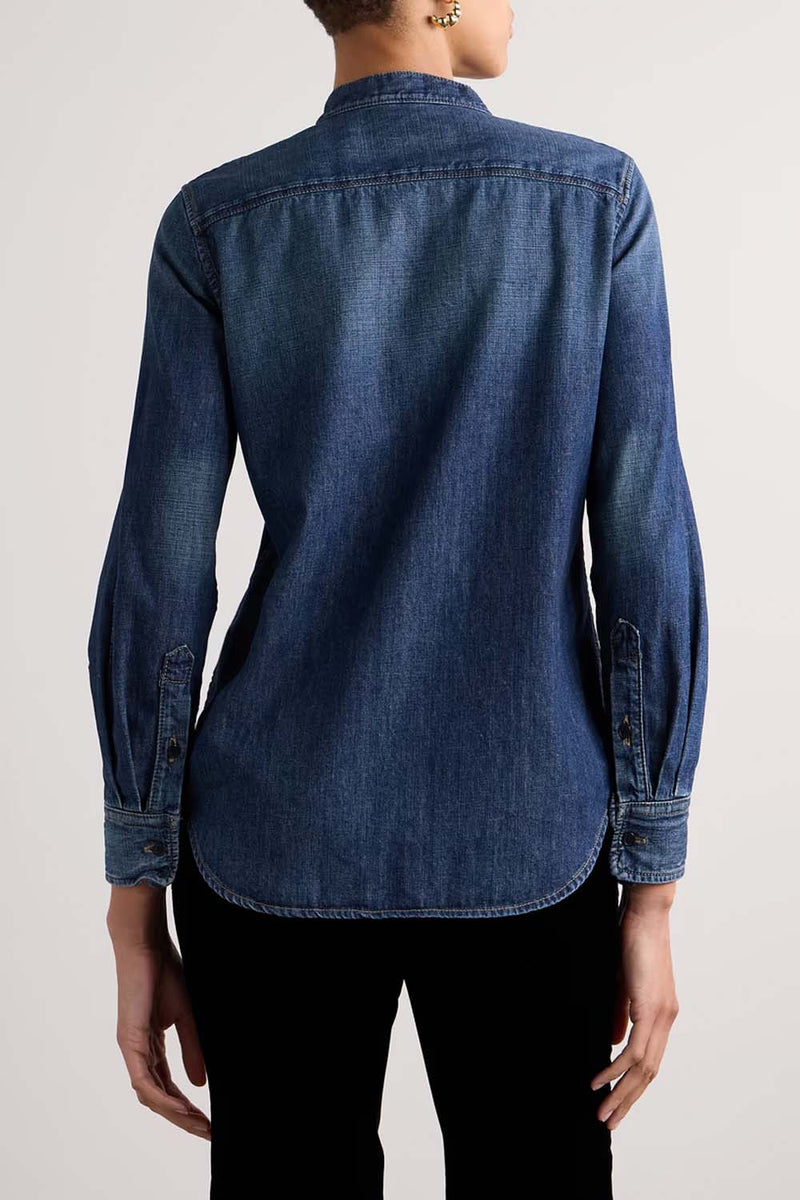 Suzette Tie-Neck Denim Shirt