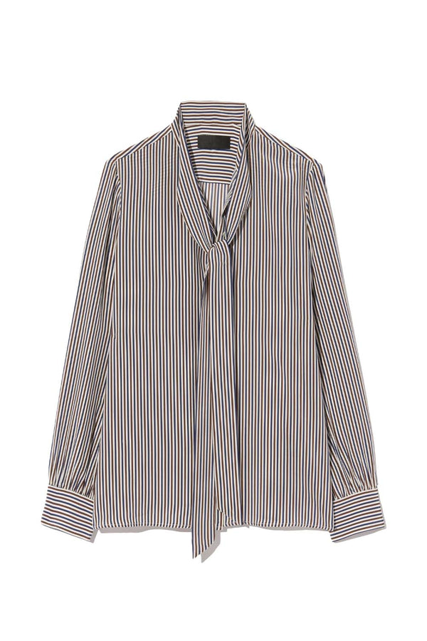 Irina Silk Stripe Tie Neck Blouse