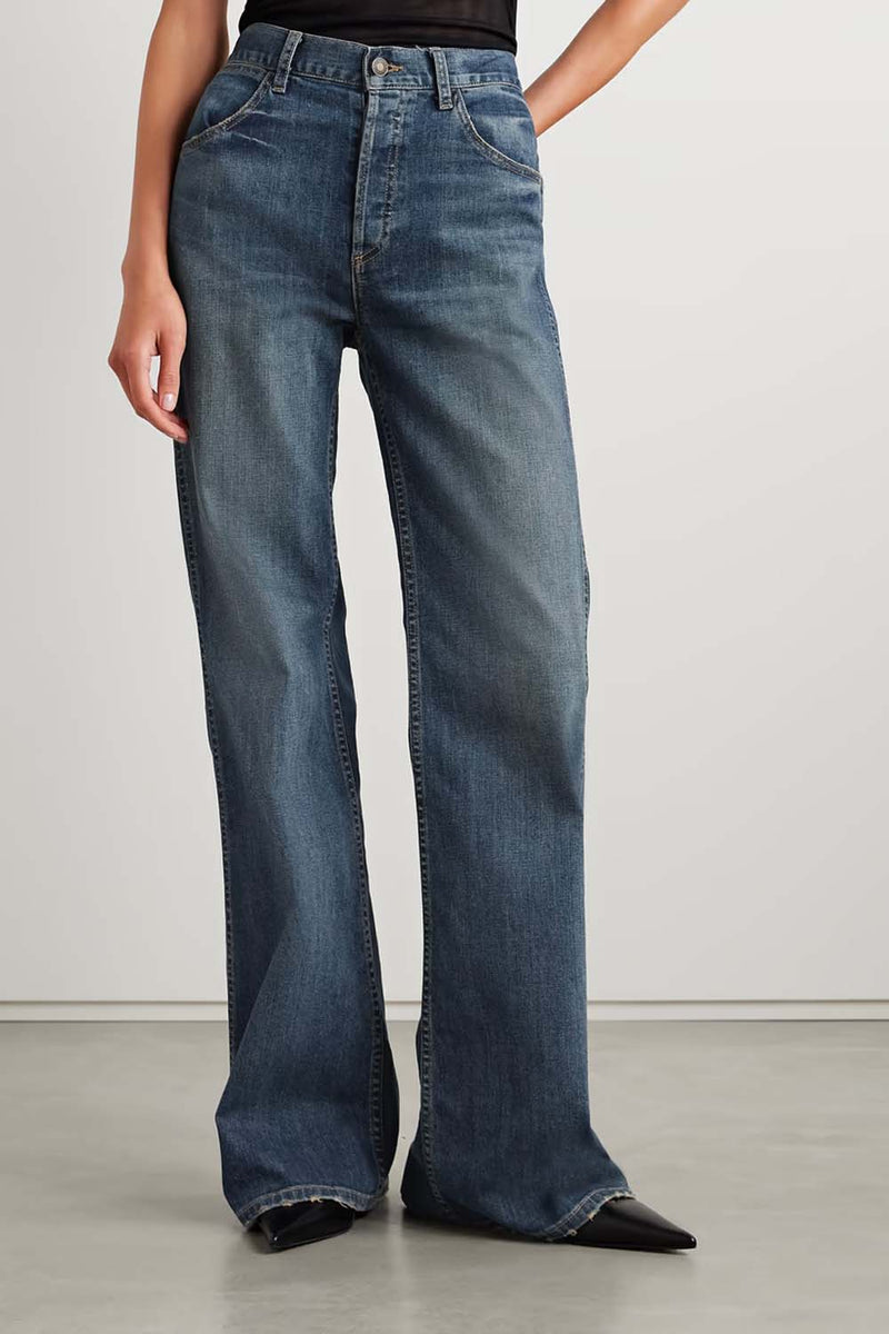 Terrell Frayed High-Rise Straight-Leg Jeans