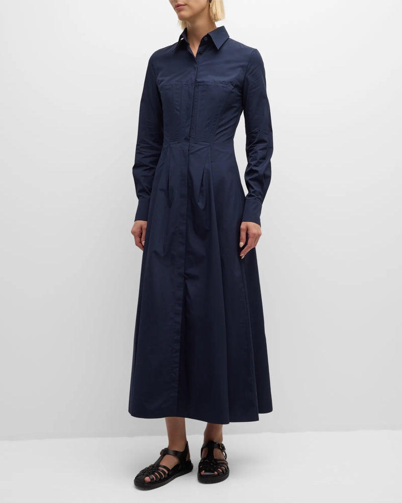 Eugene Pleated Cotton-Poplin Maxi Shirt Dress