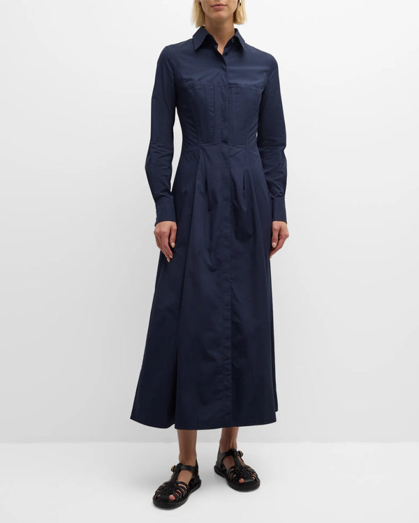 Eugene Pleated Cotton-Poplin Maxi Shirt Dress