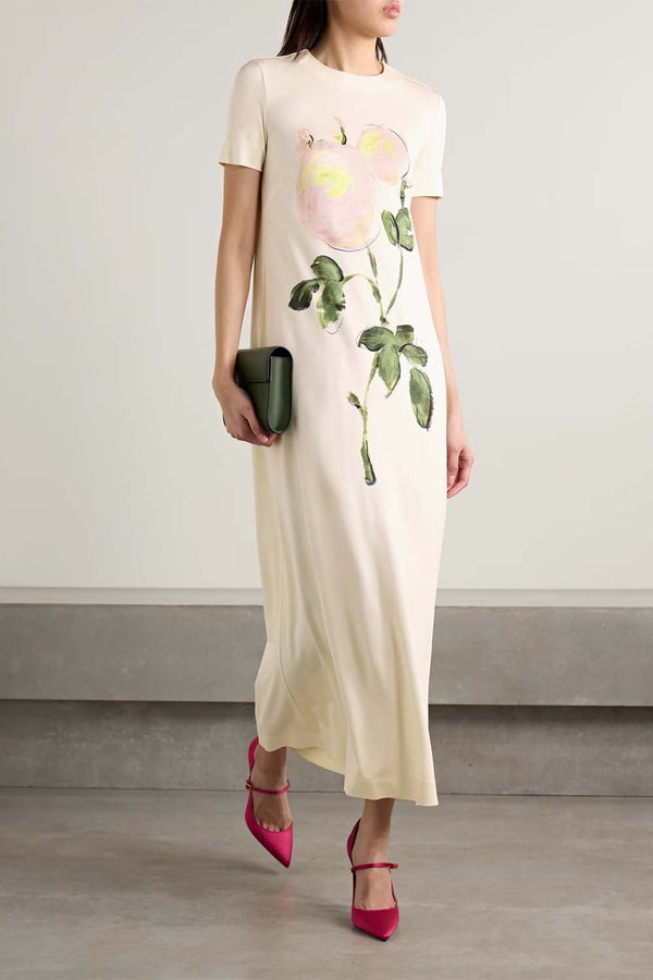 Painted Roses Jersey Maxi Dress