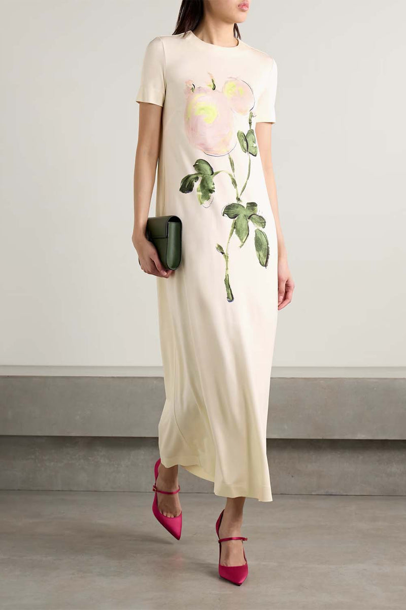 Painted Roses Jersey Maxi Dress