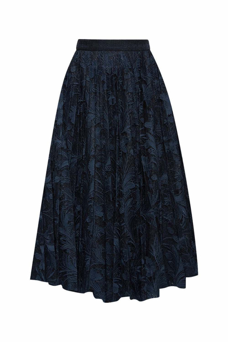 Marbled Carnation Guipuire Lace Pleated Skirt