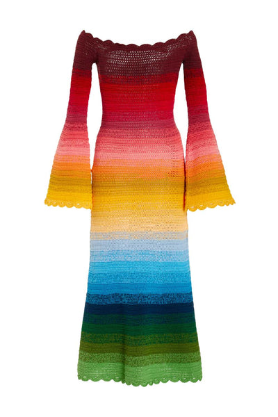 OSCAR DE LA RENTA OFF SHOULDER RAINBOW OMBRE DRESS – Belinda International