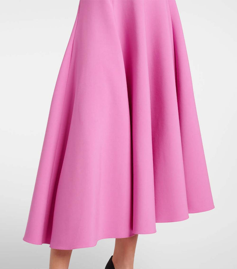 High-Rise Wool-Blend Midi Skirt