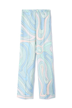 Marmo-Print Silk- Twill Trousers