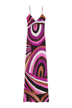 Iride Print Floor-Length Silk Slip Dress