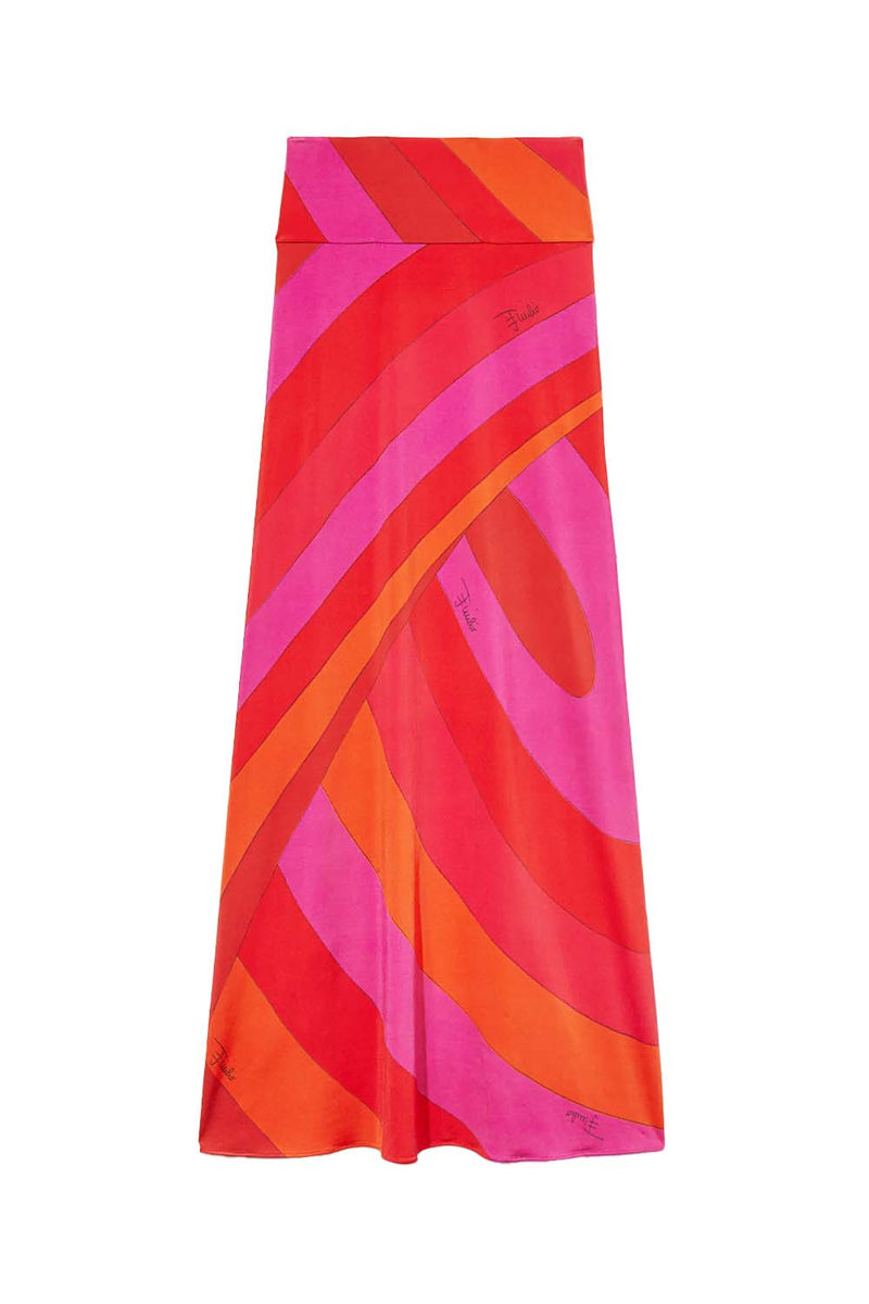 Iride-Print Satin Jersey Maxi Skirt