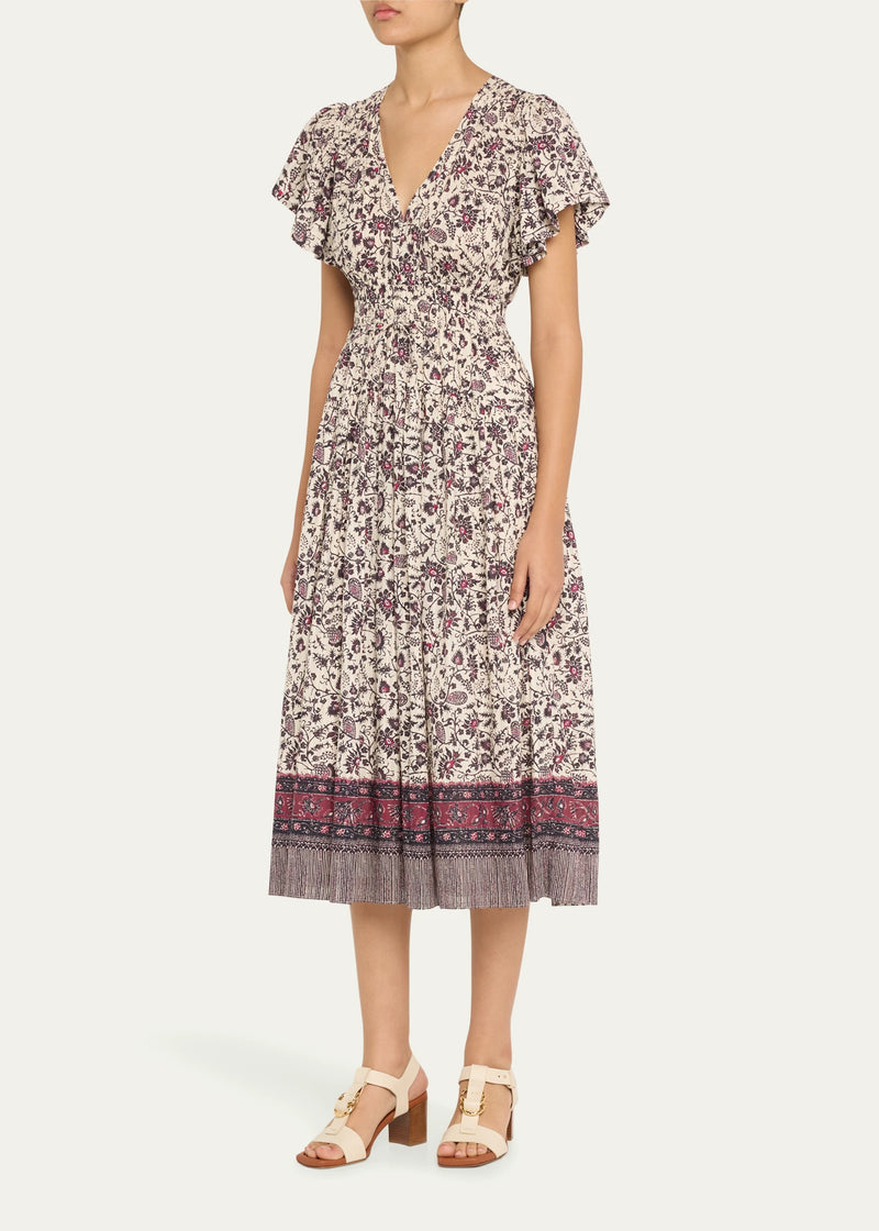 Lyria Cotton Printed Midi Dress