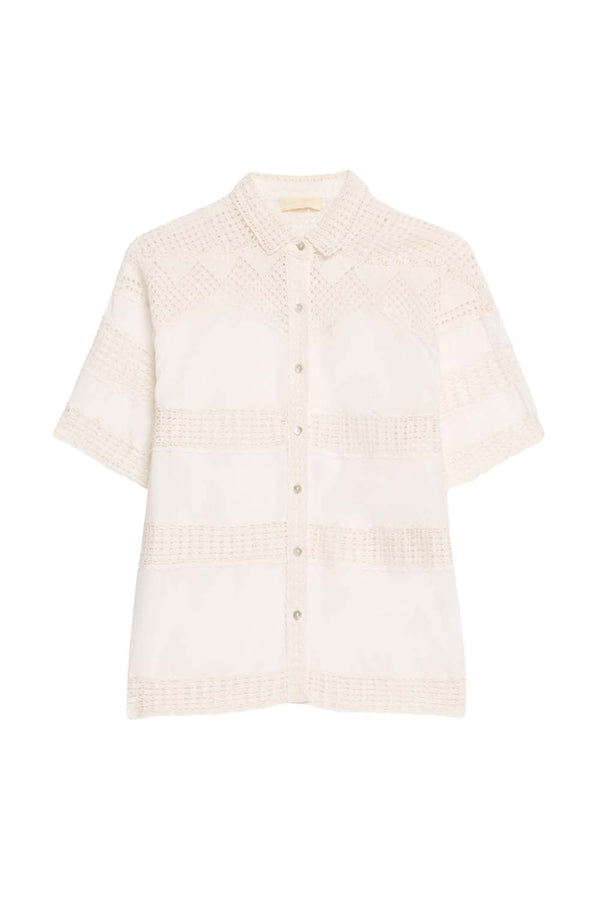 Amal Crochet-Trimmed Cotton Shirt