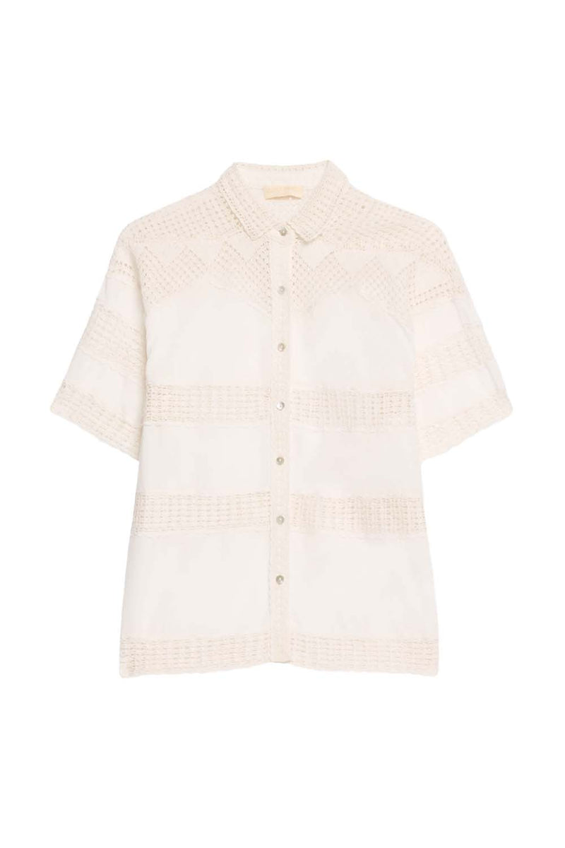 Amal Crochet-Trimmed Cotton Shirt