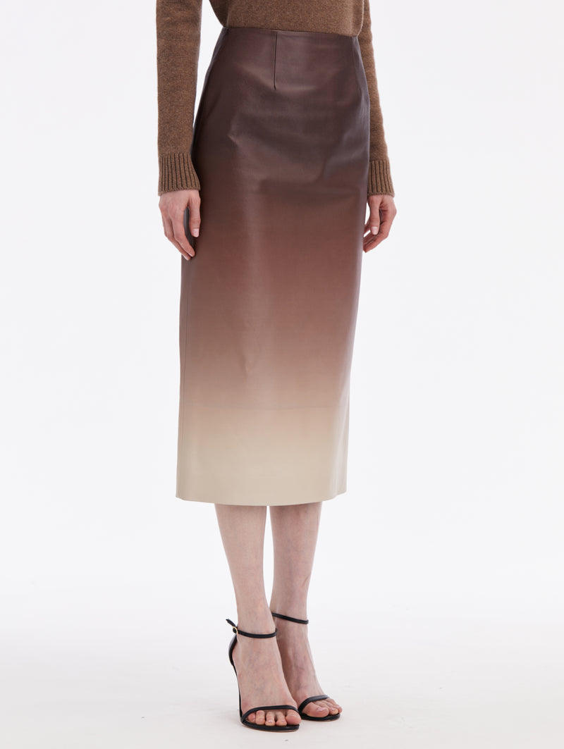 Leather Ombre Pencil Skirt