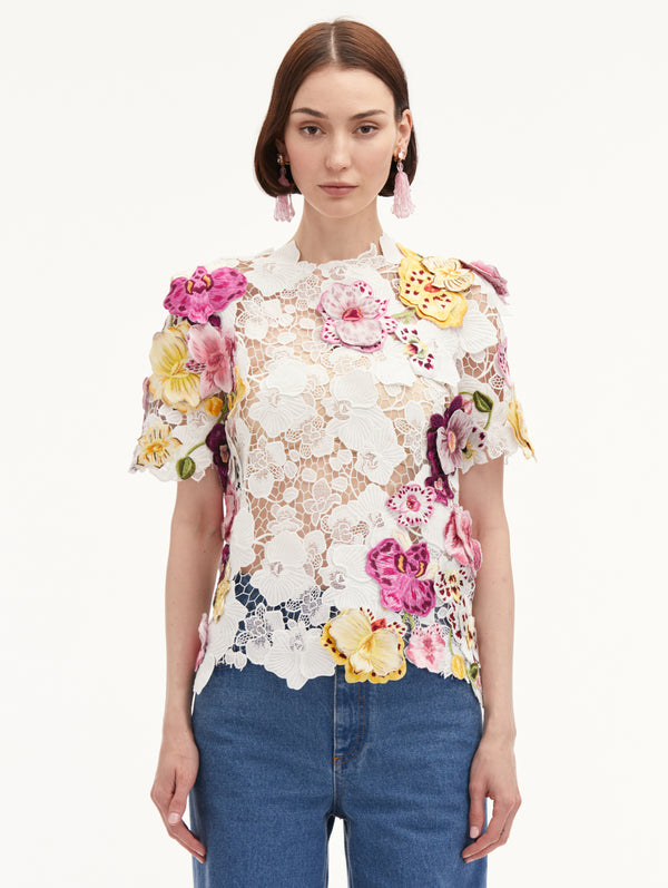 Orchid Embroidered Guipure Blouse