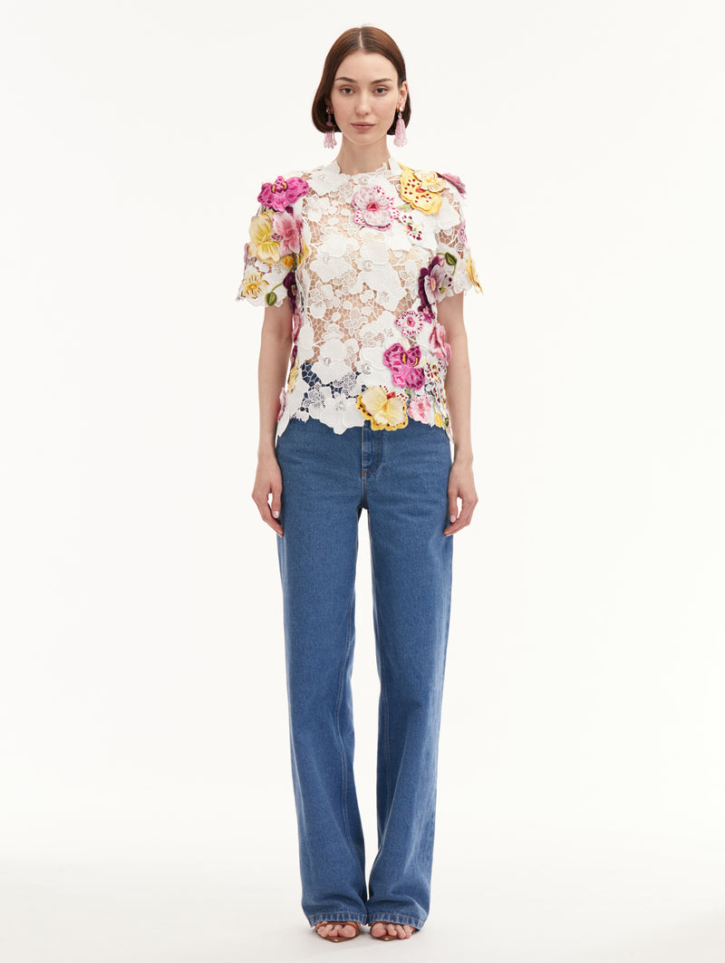 Orchid Embroidered Guipure Blouse