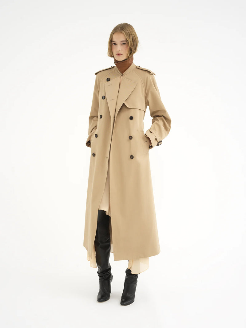 Organic Cotton-Gabardine Trench Coat with Cape