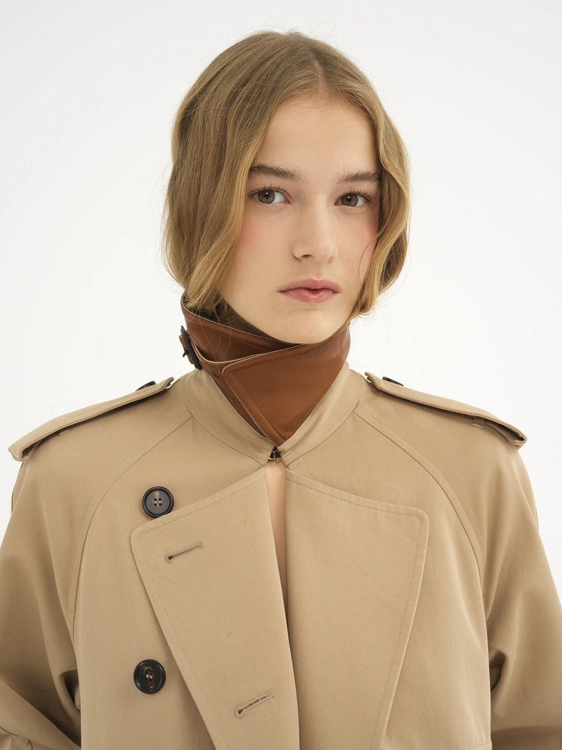 Organic Cotton-Gabardine Trench Coat with Cape