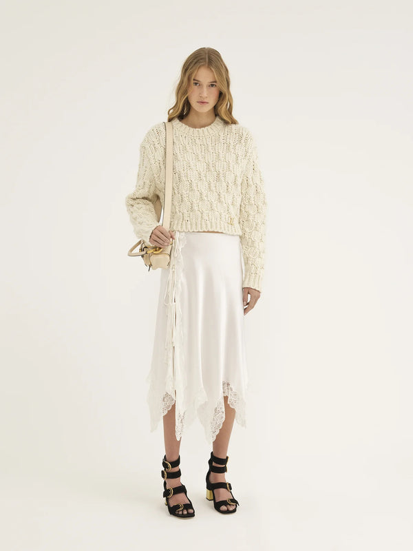 Cropped Cable-Knit Wool, Silk and Cashmere-Blend Sweater