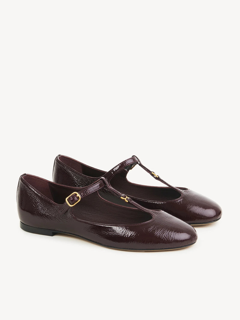 Marcie Crinkled Patent-Leather Ballet Flats