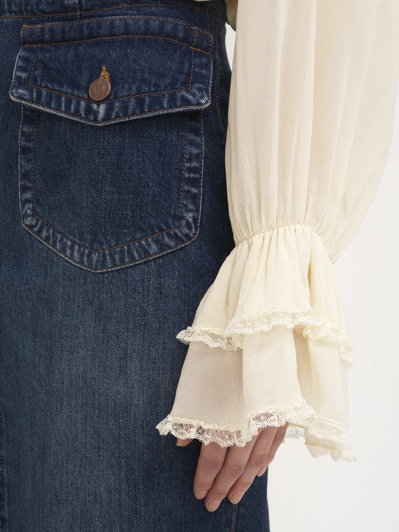 Organic Denim Midi Skirt