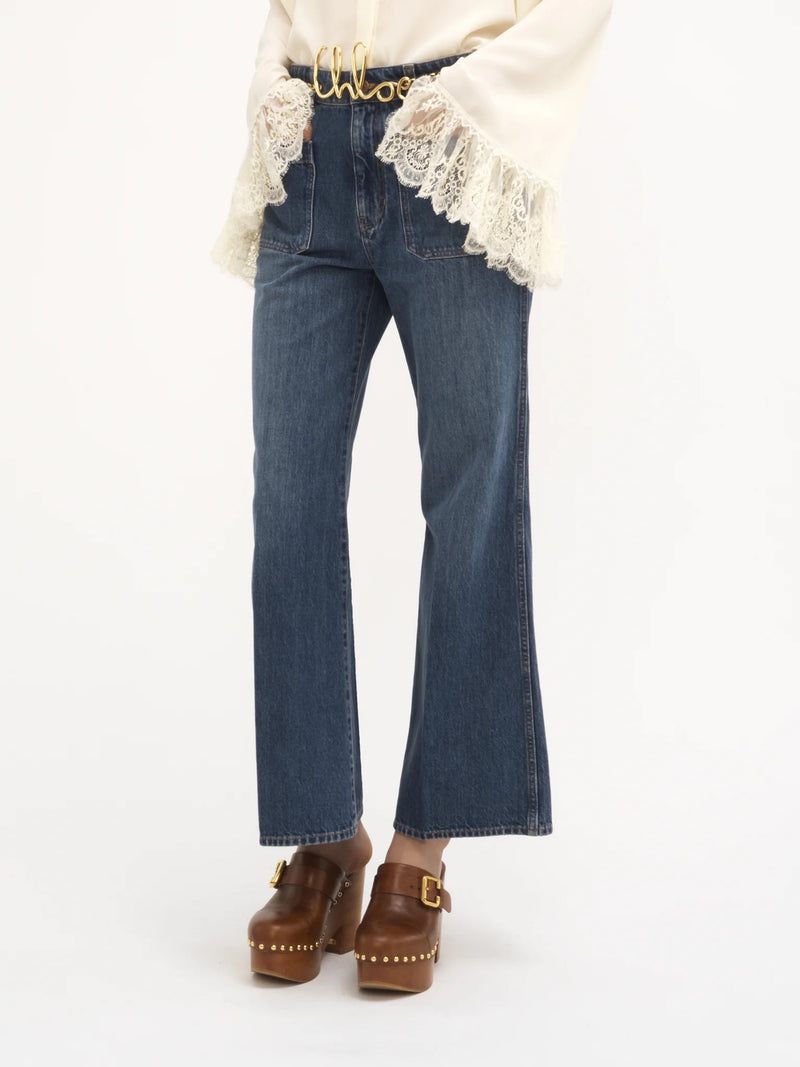 Cropped High-Rise Bootcut Jeans