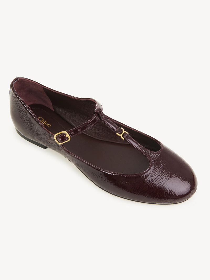 Marcie Crinkled Patent-Leather Ballet Flats