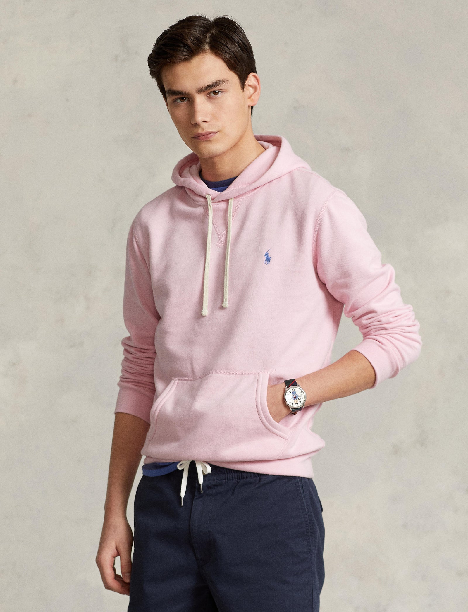 Mens pink polo hoodie sale