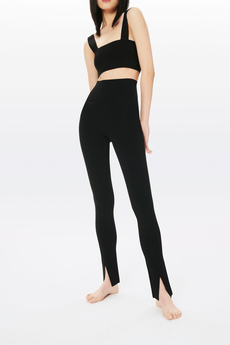 $490 VB Body Victoria Beckham Women's Black Slit-Hem Leggings Pants Size 2